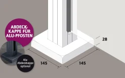 Ambiente Aluminium Abdeckkappe unten B x H: 14,5 cm x 14,5 cm, 28 mm stark