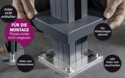 Ambiente Aluminium-Pfosten 127 cm, 68 x 68 mm, Anthrazit Struktur 7016