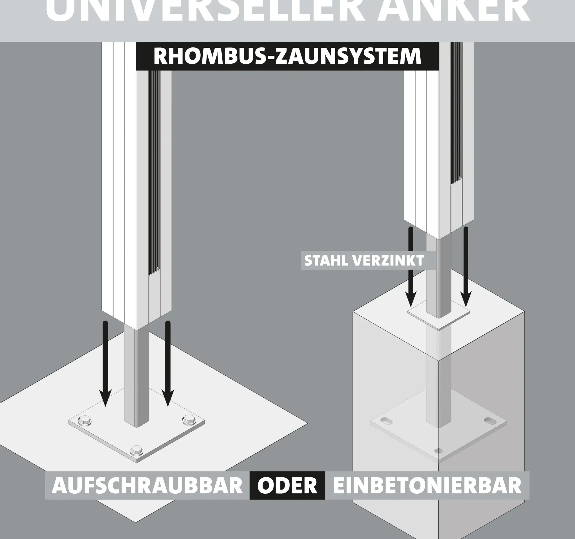 Ambiente Alu-Zaun Erweiterungsset Rhombus MINI 187 x 184,2 cm grau