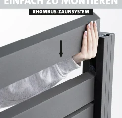 Ambiente Alu-Zaun Erweiterungsset Rhombus MINI 187 x 124,2 cm grau