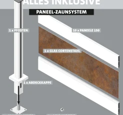 Ambiente Alu-Zaun Erweiterungsset Paneel 150 grau 187 x 184,2 cm