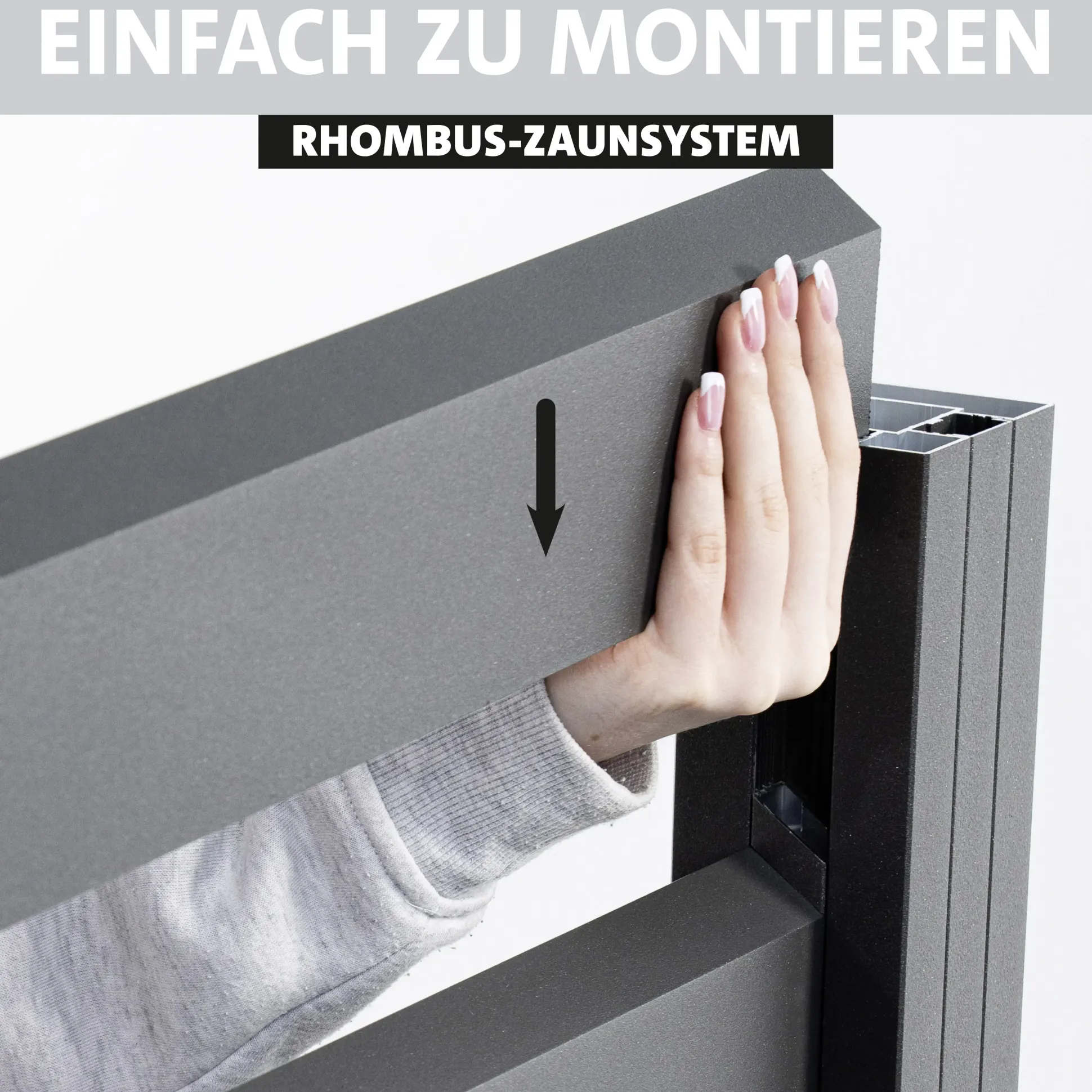 Ambiente Alu-Zaun Erweiterungsset Rhombus MAXI 187 x 184,2 cm grau