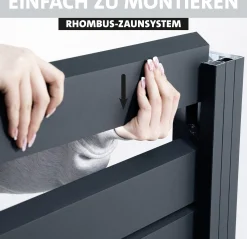 Ambiente Alu-Zaun Erweiterungsset Rhombus MINI 187 x 244,2 cm anthrazit