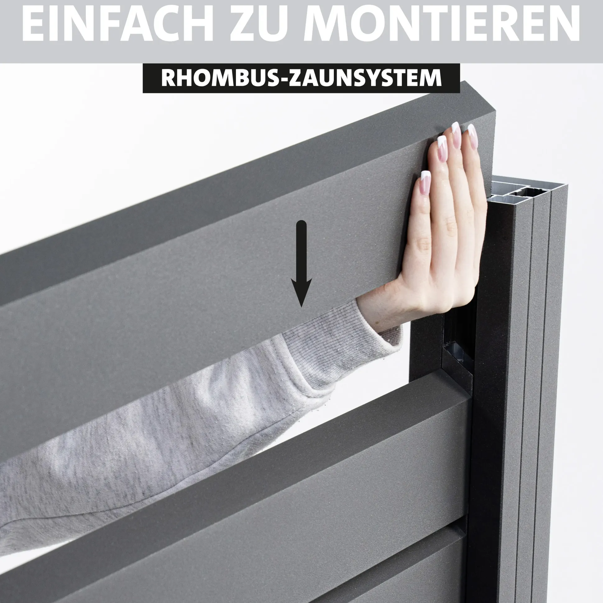 Ambiente Alu-Zaun Erweiterungsset Rhombus MINI 187 x 184,2 cm grau