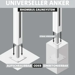 Ambiente Alu-Zaun Erweiterungsset Rhombus MINI 187 x 184,2 cm grau