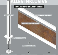 Ambiente Alu-Zaun Erweiterungsset Rhombus MINI 187 x 124,2 cm anthrazit