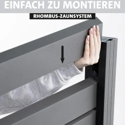 Ambiente Alu-Zaun Grundset Rhombus MINI 187 x 124,2 cm grau