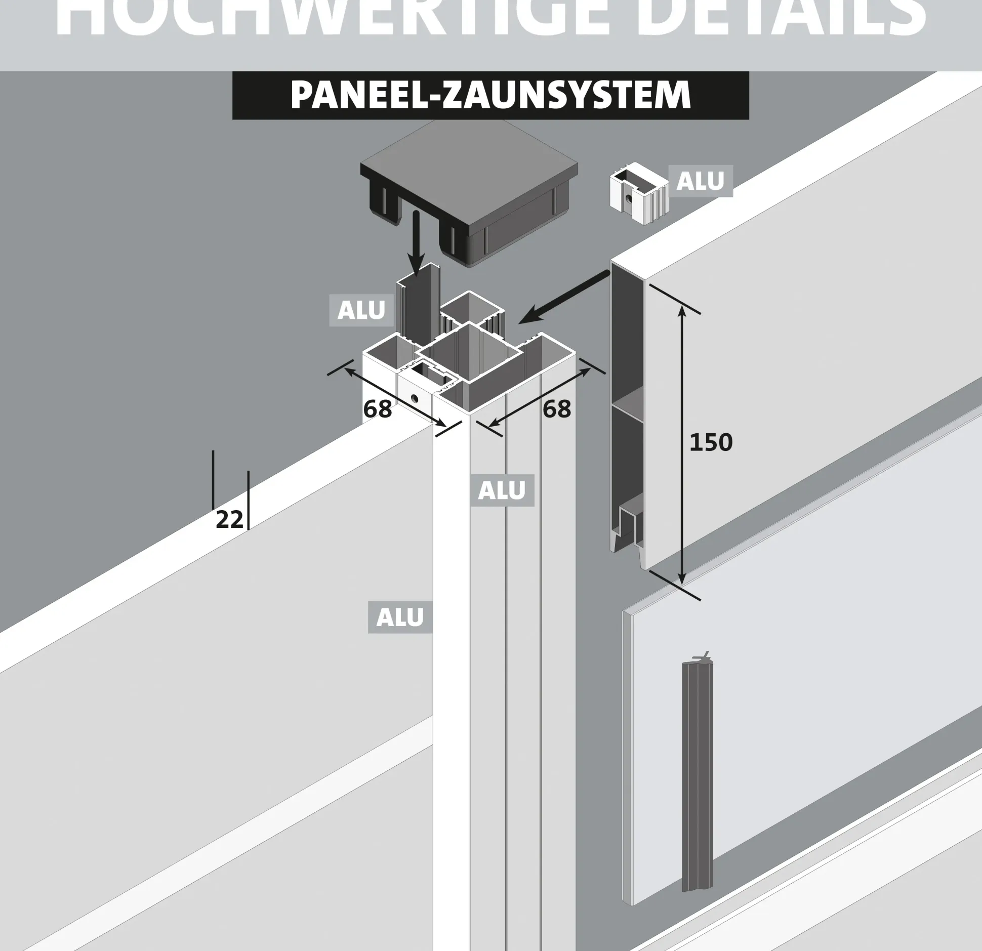 Ambiente Alu-Zaun Grundset Paneel 150 anthrazit 187 x 124,2 cm