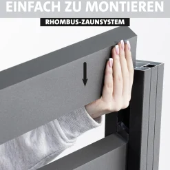 Ambiente Alu-Zaun Grundset Rhombus MAXI 187 x 124,2 cm grau