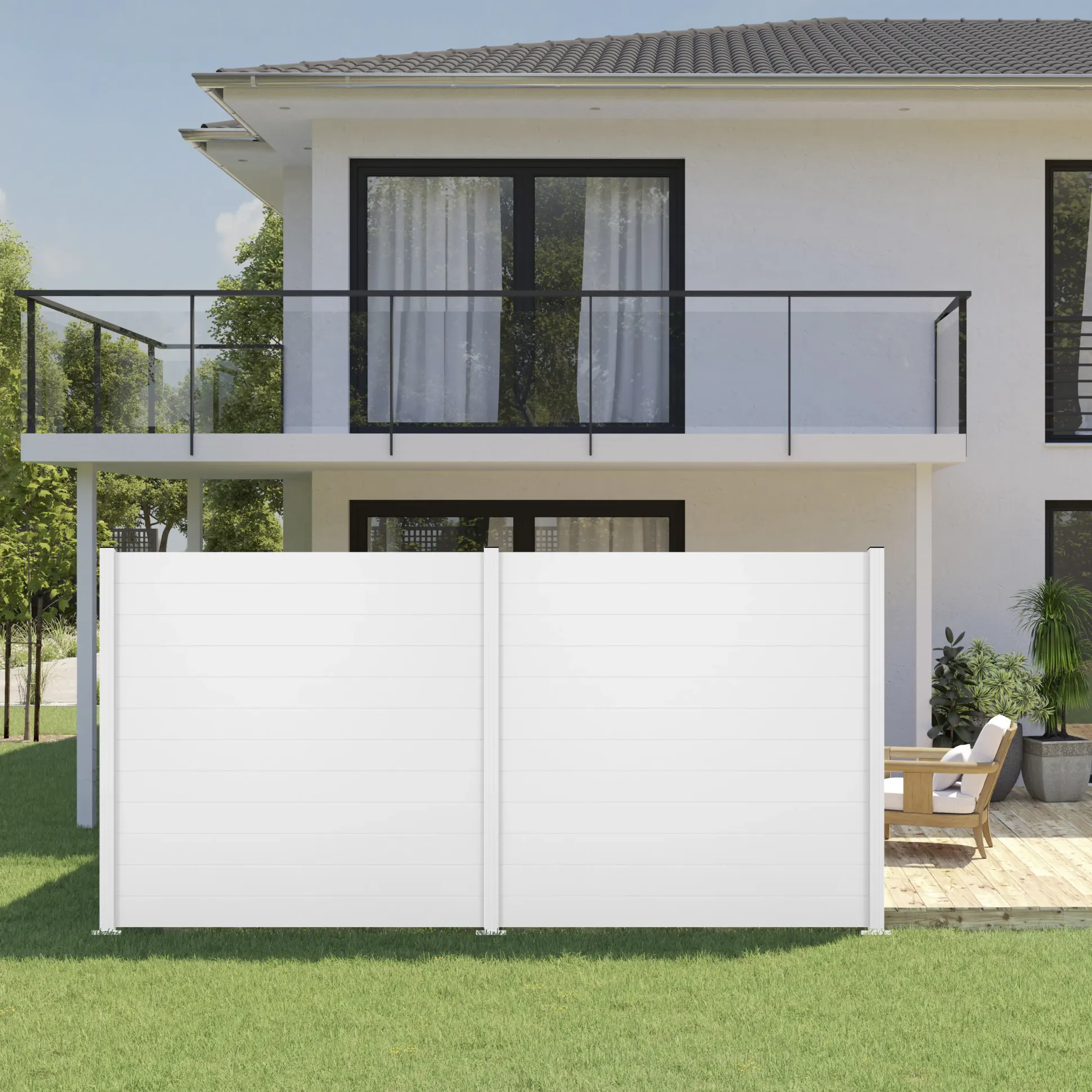 Ambiente Alu-Zaun Grundset Paneel 150 weiß 187 x 184,2 cm