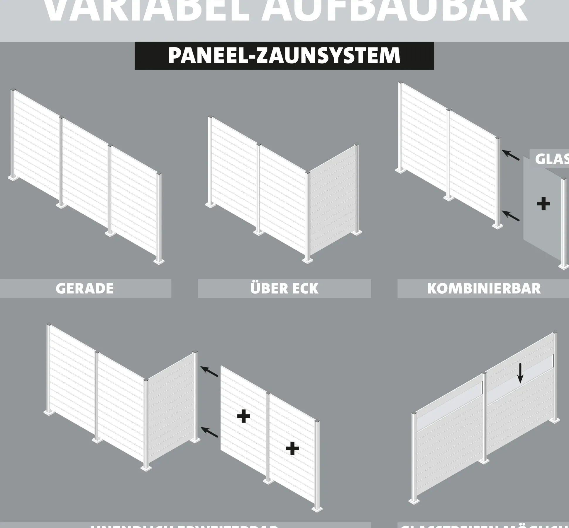 Ambiente Alu-Zaun Grundset Paneel 150 grau 187 x 124,2 cm