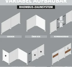 Ambiente Alu-Zaun Grundset Rhombus MINI 187 x 124,2 cm grau