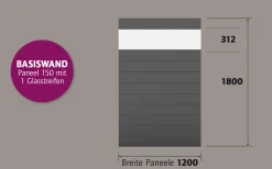 Ambiente Alu-Zaun Paneel 150 + ESG 8 mm 120 cm x 180 cm 22 mm stark