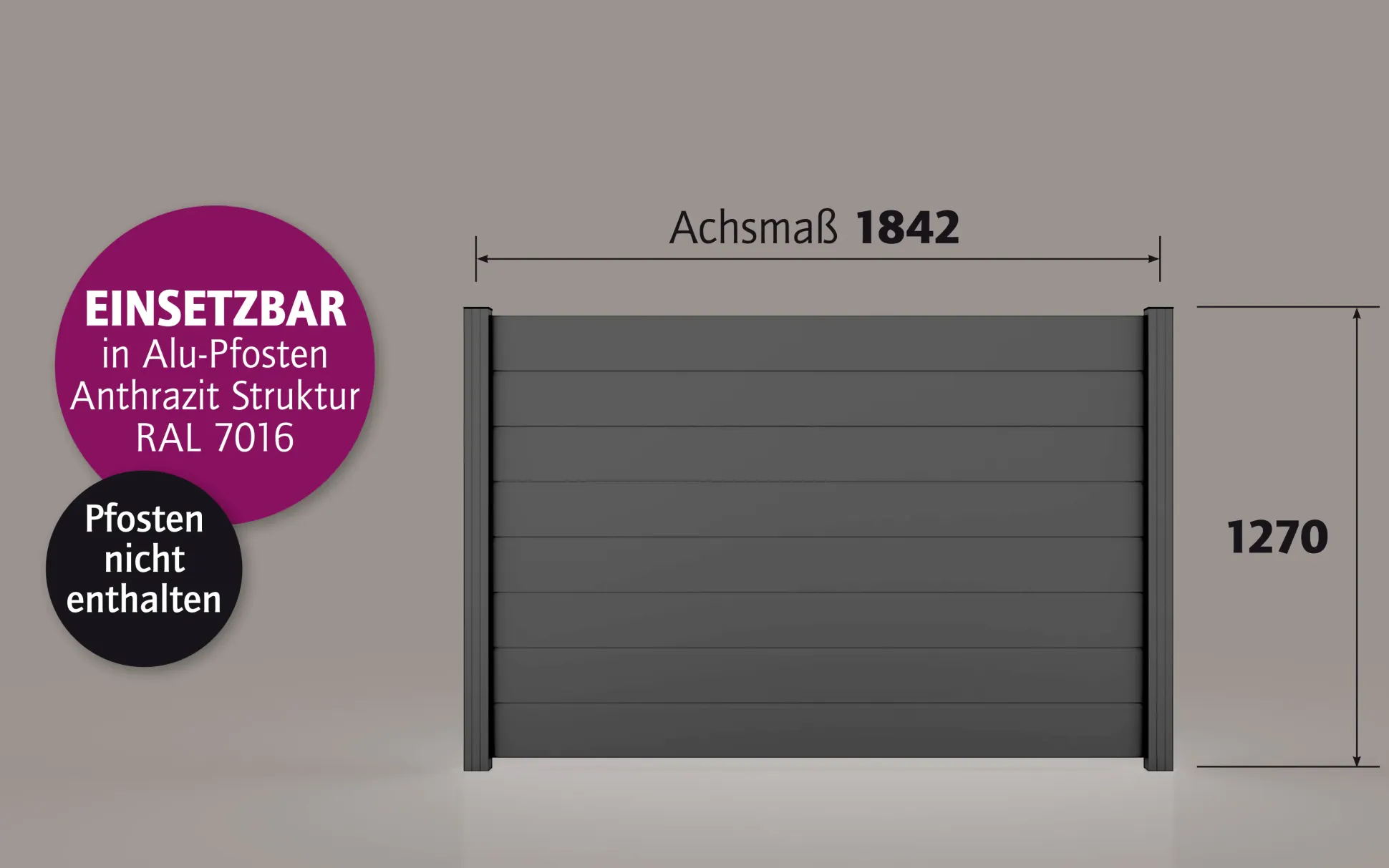 Ambiente Alu-Zaun Paneel 150 B x H: 180 cm x 120 cm, 22 mm stark