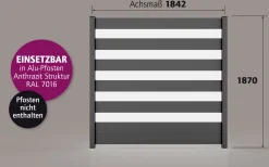 Ambiente Alu-Zaun Paneel 150 + ESG 8 mm 180 cm x 180 cm 22 mm stark