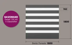 Ambiente Alu-Zaun Paneel 150 + ESG 8 mm 180 cm x 180 cm 22 mm stark