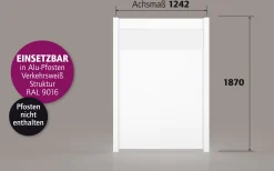 Ambiente Alu-Zaun Paneel 150 + ESG 8 mm 120 cm x 180 cm 22 mm stark