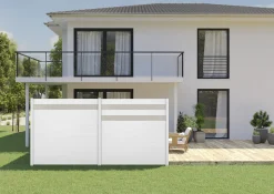 Ambiente Alu-Zaun Paneel 150 + ESG 8 mm 120 cm x 180 cm 22 mm stark