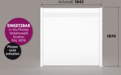 Ambiente Alu-Zaun Paneel 150 + ESG 8 mm 180 cm x 180 cm 22 mm stark