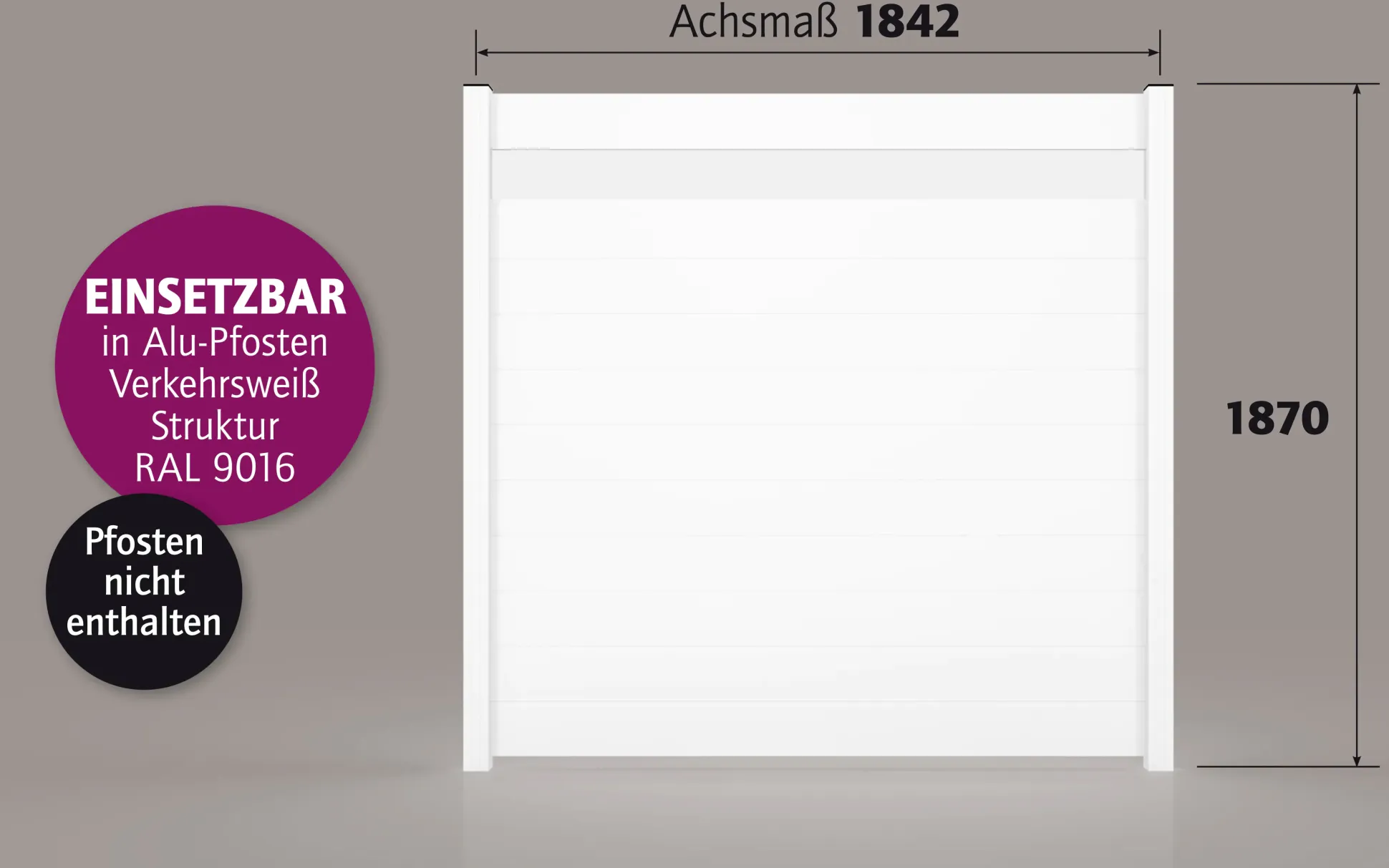 Ambiente Alu-Zaun Paneel 150 + ESG 8 mm 180 cm x 180 cm 22 mm stark