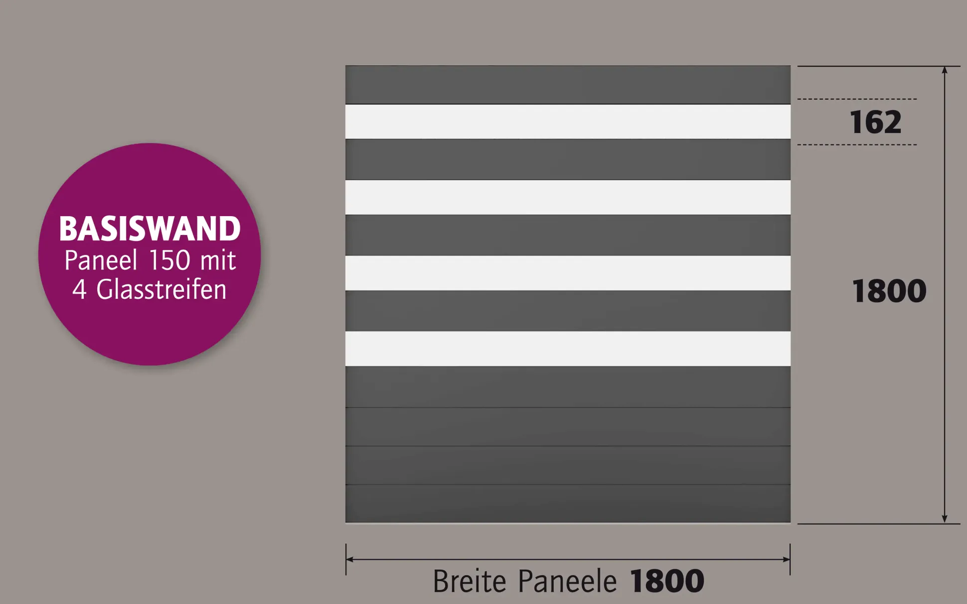 Ambiente Alu-Zaun Paneel 150 + ESG 8 mm 180 cm x 180 cm 22 mm stark