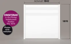 Ambiente Alu-Zaun Paneel 150 + ESG 8 mm 180 cm x 180 cm 22 mm stark