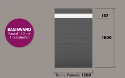Ambiente Alu-Zaun Paneel 150 + ESG 8 mm 120 cm x 180 cm 22 mm stark