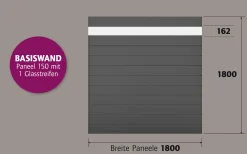 Ambiente Alu-Zaun Paneel 150 + ESG 8 mm 180 cm x 180 cm 22 mm stark