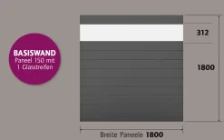 Ambiente Alu-Zaun Paneel 150 + ESG 8 mm 180 cm x 180 cm 22 mm stark