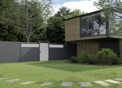 Ambiente Alu-Zaun Paneel 150 + ESG 8 mm 180 cm x 180 cm 22 mm stark