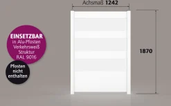 Ambiente Alu-Zaun Paneel 150 + ESG 8 mm 120 cm x 180 cm 22 mm stark