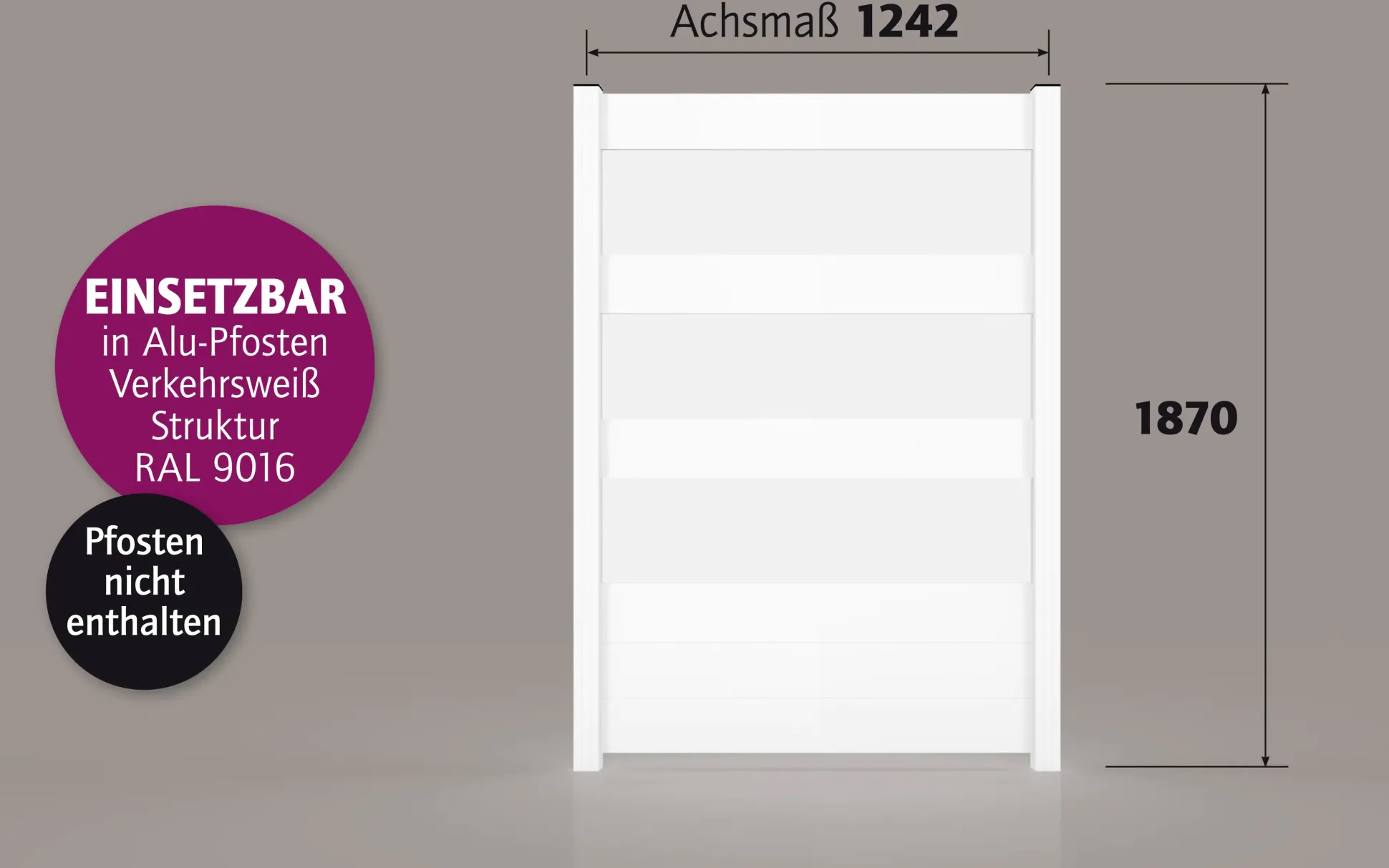 Ambiente Alu-Zaun Paneel 150 + ESG 8 mm 120 cm x 180 cm 22 mm stark