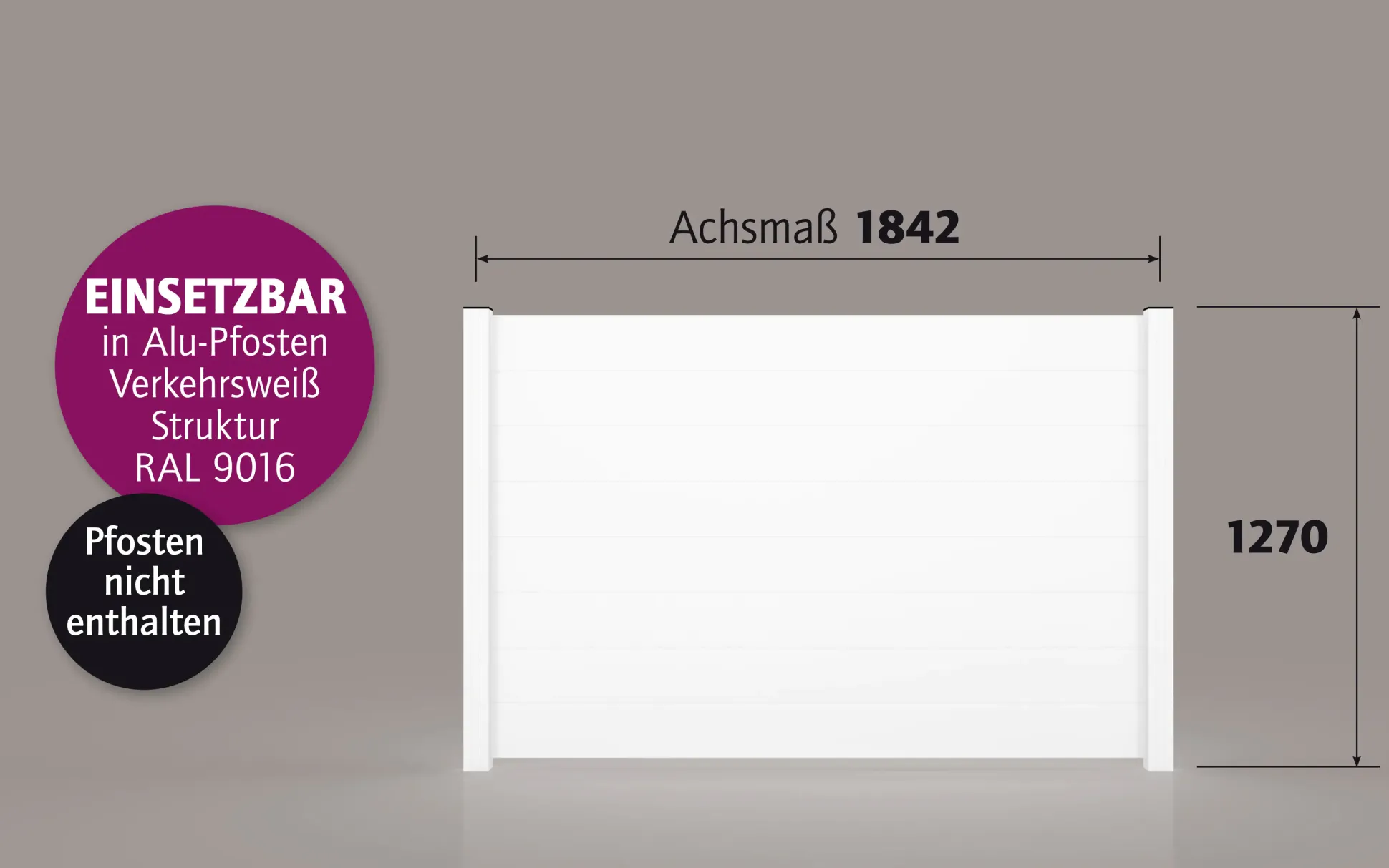 Ambiente Alu-Zaun Paneel 150 B x H: 180 cm x 120 cm, 22 mm stark