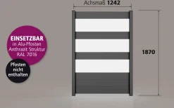 Ambiente Alu-Zaun Paneel 150 + ESG 8 mm 120 cm x 180 cm 22 mm stark