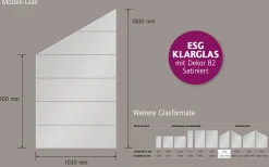 Ambiente Glaszaun Dekor 82 schräg 103 x 120/180 cm gehärtetes 8 mm Glas