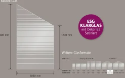 Ambiente Glaszaun Dekor 83 schräg 103 x 180/120 cm gehärtetes 8 mm Glas