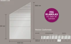 Ambiente Glaszaun Dekor 81 schräg 103 x 120/180 cm gehärtetes 8 mm Glas