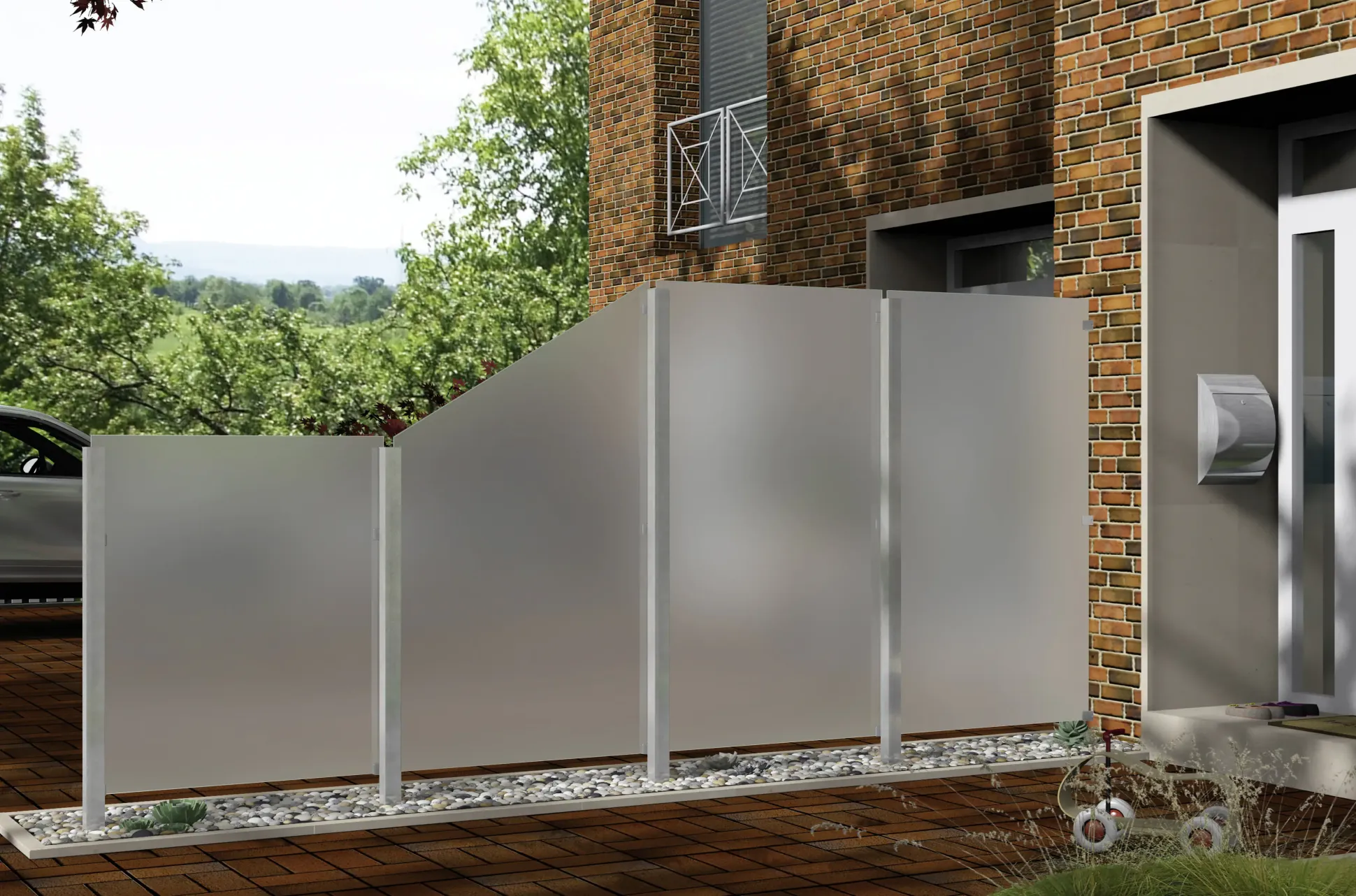 Ambiente Glaszaun Dekor 84 51,5 x 180 cm gehärtetes 8 mm Glas