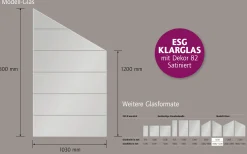 Ambiente Glaszaun Dekor 82 schräg 103 x 180/120 cm gehärtetes 8 mm Glas