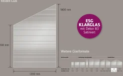 Ambiente Glaszaun Dekor 83 schräg 120 x 120/180 cm gehärtetes 8 mm Glas