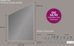 Ambiente Glaszaun Dekor 44/03 schräg 120 x 120/180 cm gehärtetes 8 mm Glas