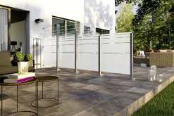 Ambiente Glaszaun Dekor 81 schräg 103 x 180/120 cm gehärtetes 8 mm Glas