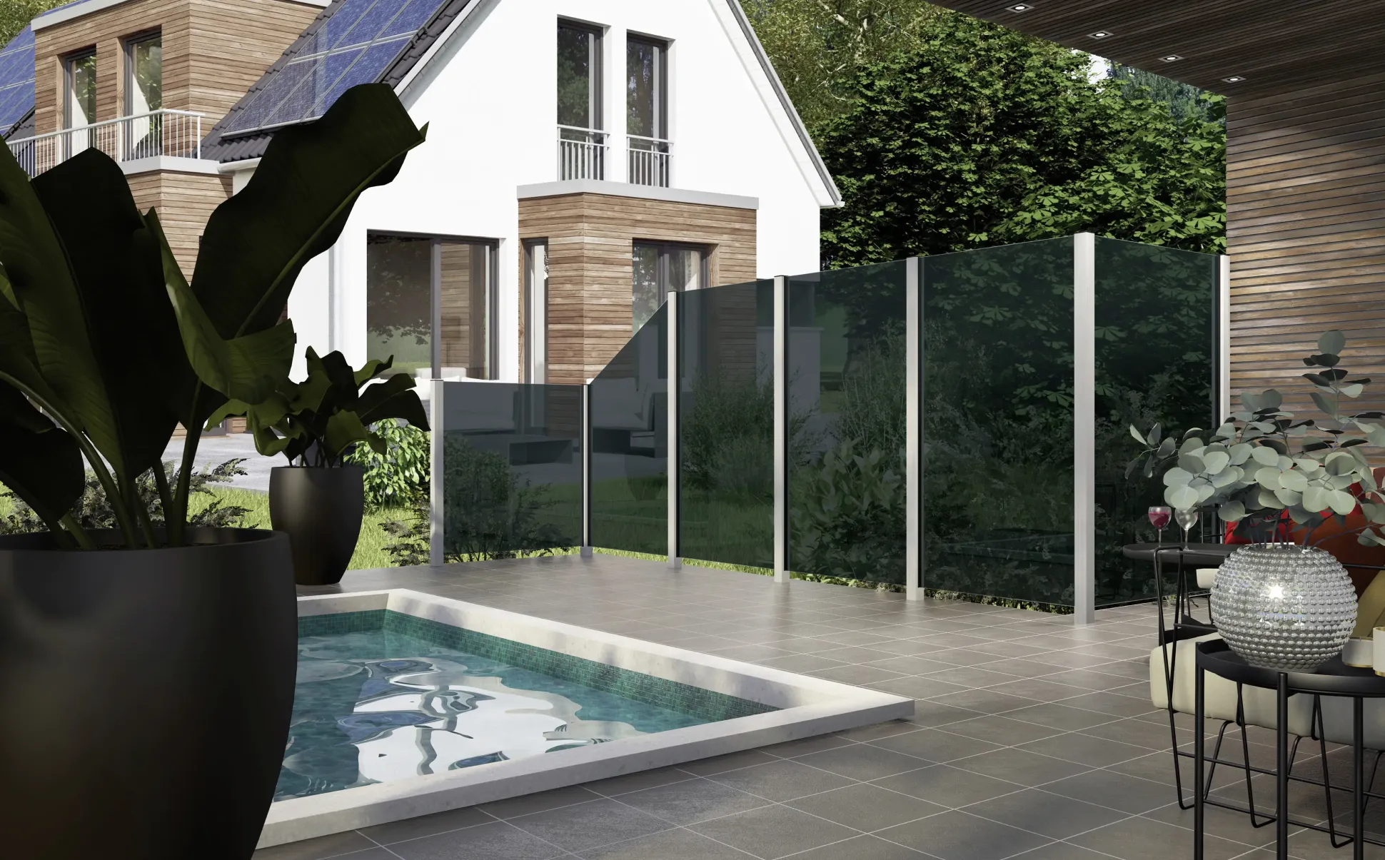 Ambiente Glaszaun Dekor 44/03 103 x 180 cm gehärtetes 8 mm Glas