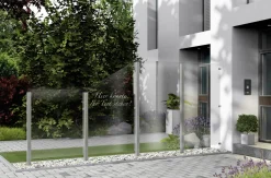 Ambiente Glaszaun Dekor Logo schräg 103 x 180/120 cm gehärtetes 8 mm Glas