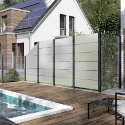 Ambiente Glaszaun Erweiterungsset Klarglas mit Siebdruck 187 x 55,7 cm anthrazit