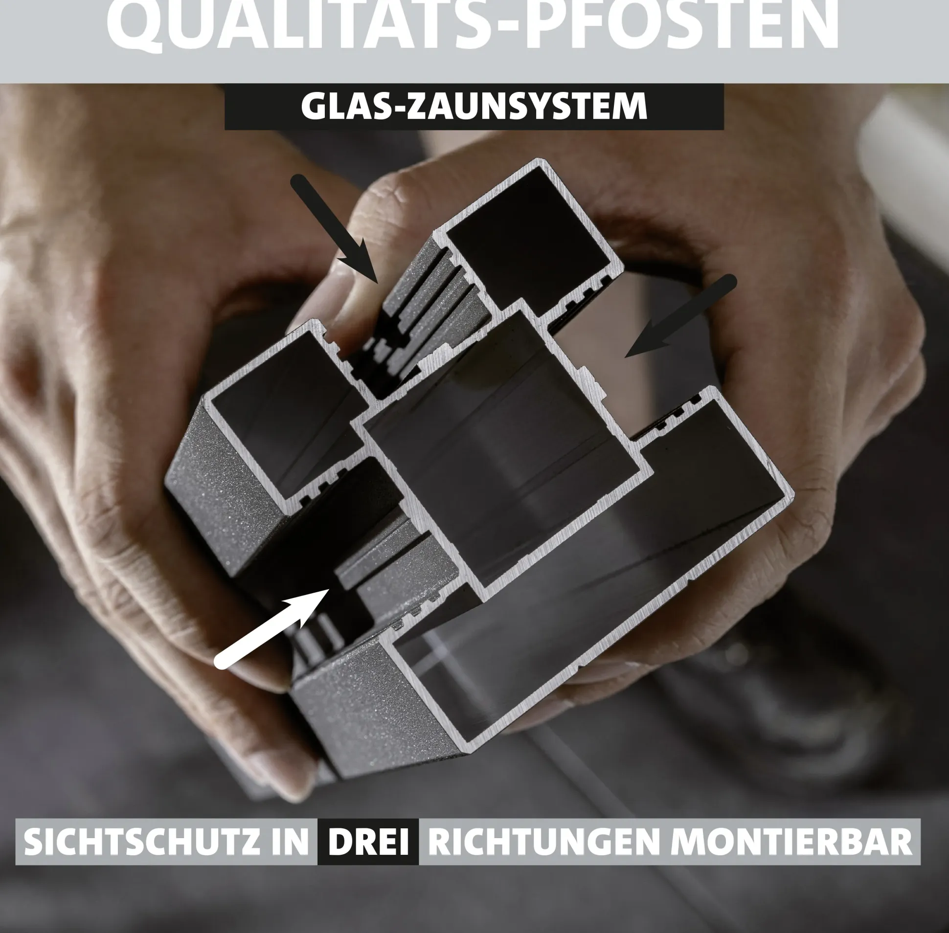 Ambiente Glaszaun Erweiterungsset Klarglas 187 x 124,2 cm mit Motivdruck anthrazit