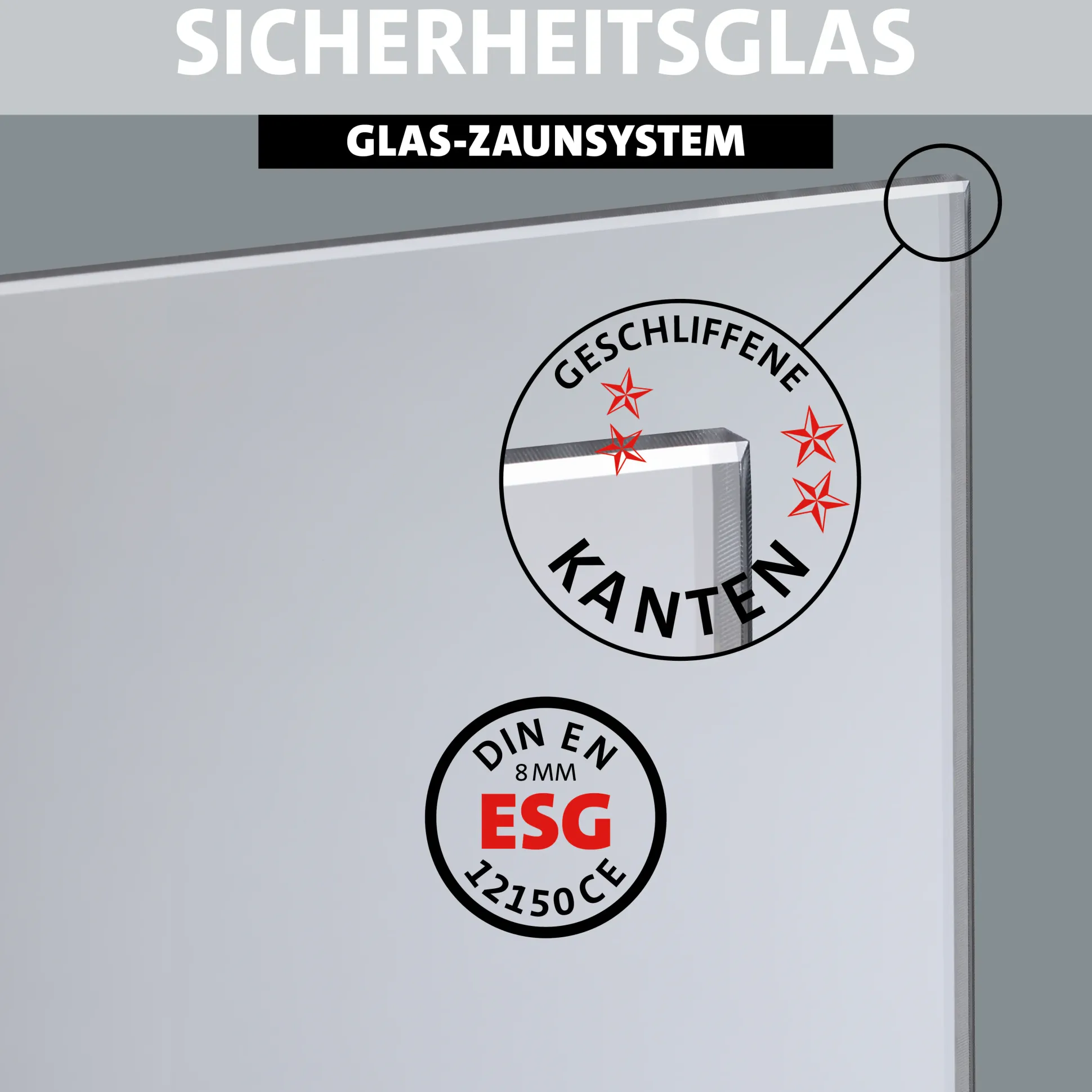 Ambiente Glaszaun Erweiterungsset Klarglas 187 x 107,2 cm mit Motivdruck weiß