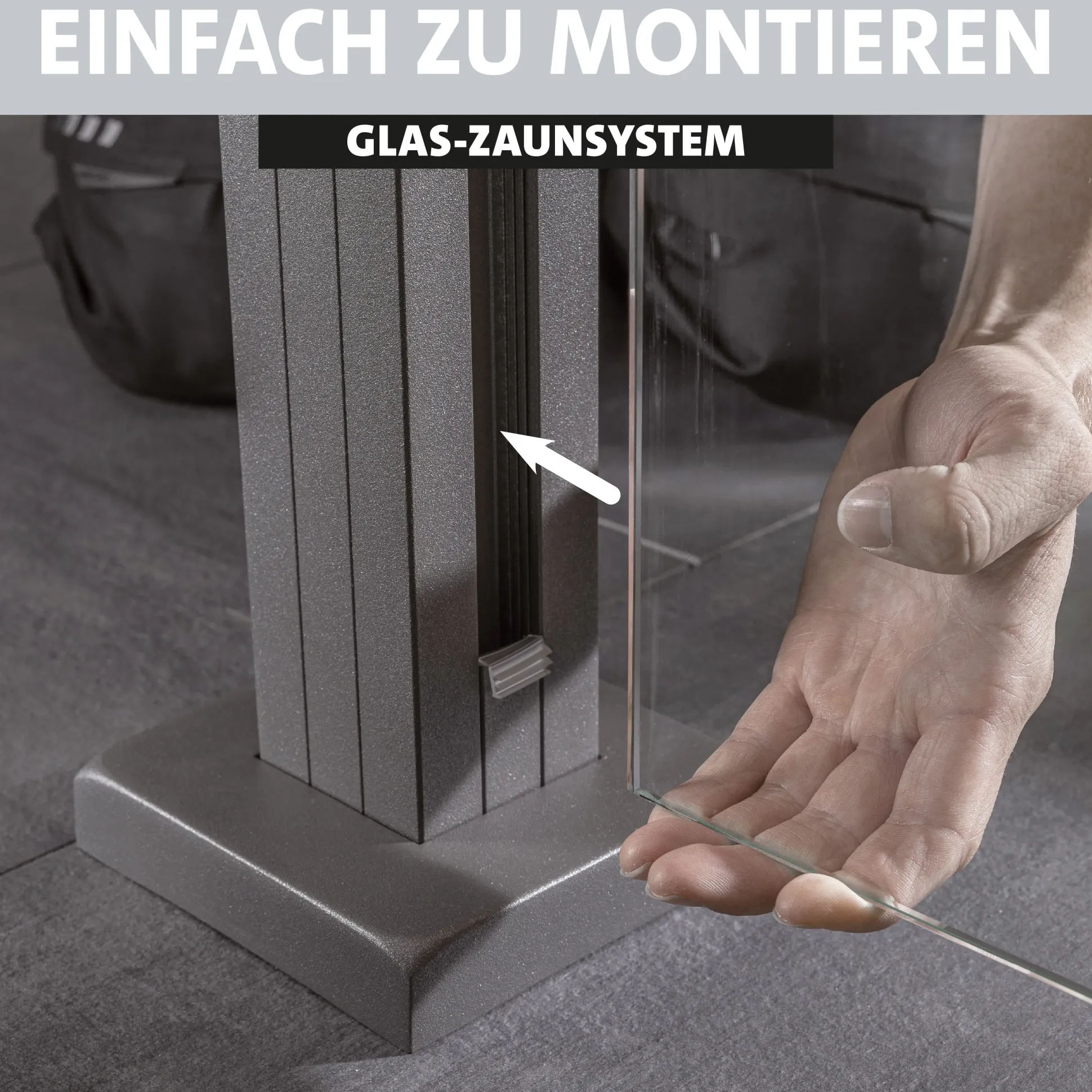 Ambiente Glaszaun Erweiterungsset Klarglas mit Siebdruck 187 x 124,2 cm weiß