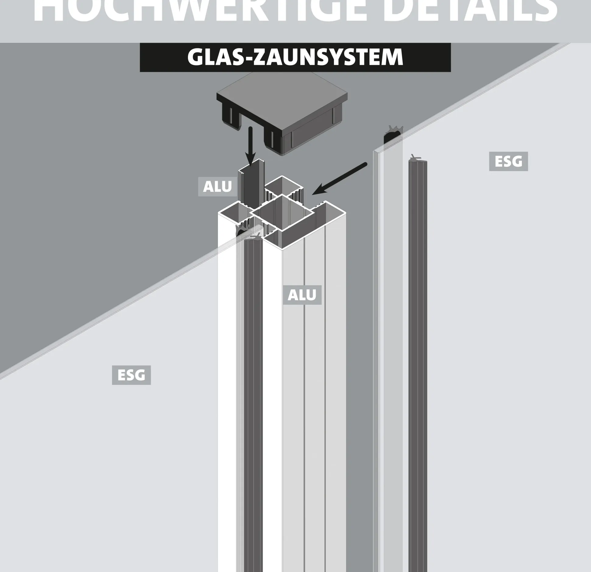 Ambiente Glaszaun Erweiterungsset Klarglas mit Siebdruck 187 x 55,7 cm weiß