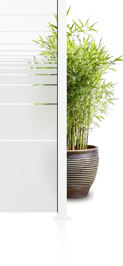 Ambiente Glaszaun Erweiterungsset Klarglas mit Siebdruck 187 x 55,7 cm weiß